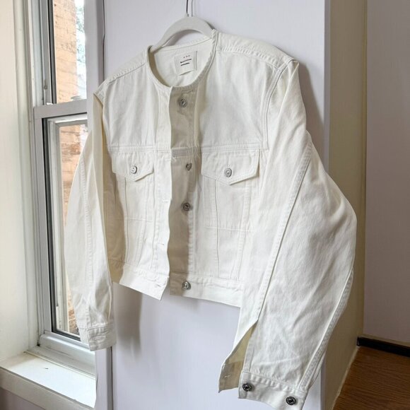 New Citizens of Humanity Renata Denim Jean Jacket Collarless White Pashmina - Picture 5 of 16